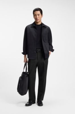 Relaxed-fit trousers in stretch cotton, Black