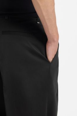 Relaxed-fit trousers in stretch cotton, Black