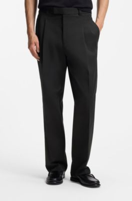 Relaxed-fit trousers in stretch cotton, Black