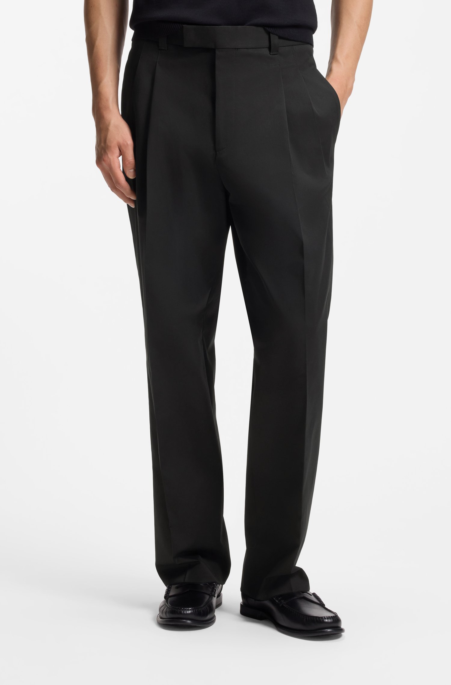 Boss Relaxed-fit trousers in stretch cotton byxor herr