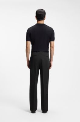 Relaxed-fit trousers in stretch cotton, Black