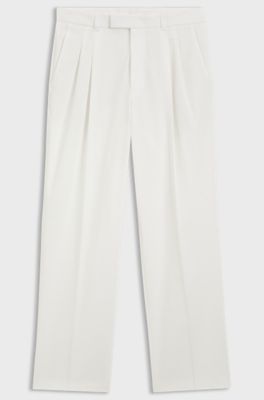 Relaxed-fit trousers in stretch cotton, Natural