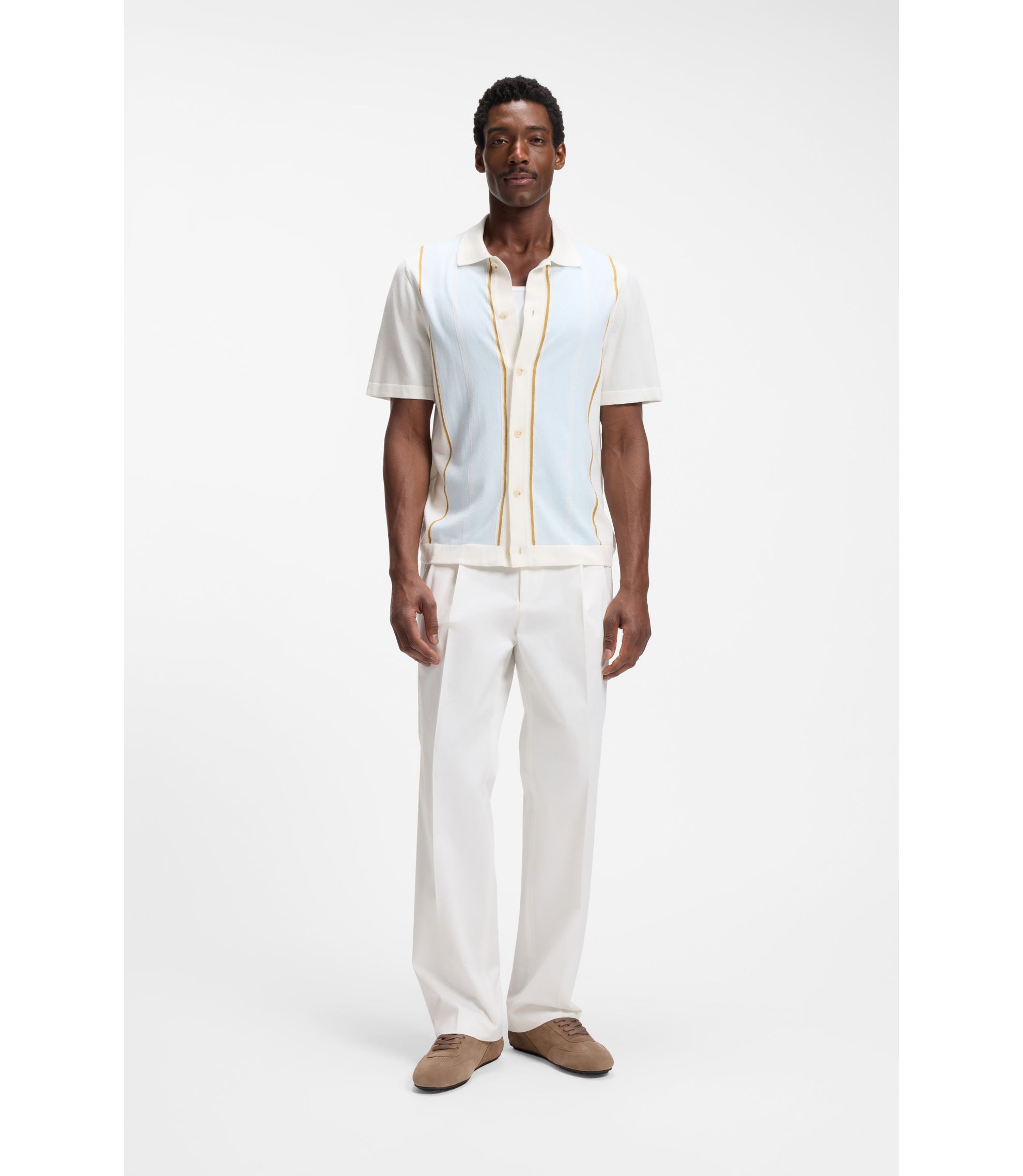 未使用　HUGO BOSS リラックスフィットパンツ ストレッチコットン BOSS - リラックスフィットパンツ ストレッチコットン - ナチュラル