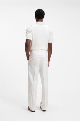 Relaxed-Fit Hose aus Stretch-Baumwolle, Wei&szlig;