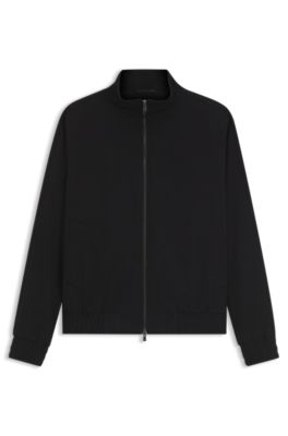Slim-fit jacket in cotton-blend ponte jersey, Black