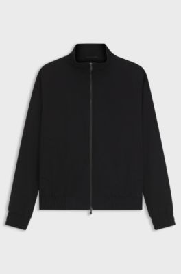 Slim-fit jacket in cotton-blend ponte jersey, Black