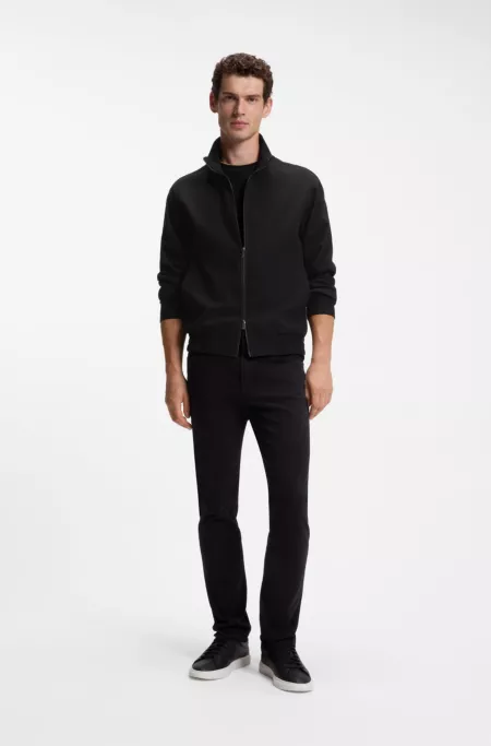 Slim-fit jacket in cotton-blend ponte jersey