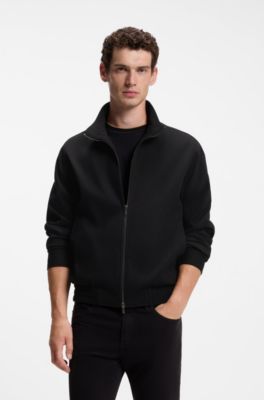 Slim-fit jacket in cotton-blend ponte jersey, Black