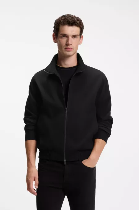 Slim-fit jacket in cotton-blend ponte jersey