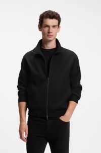 Slim-Fit Blazer aus Ponte-Jersey im Baumwoll-Mix, Schwarz