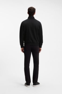 Slim-fit jacket in cotton-blend ponte jersey, Black