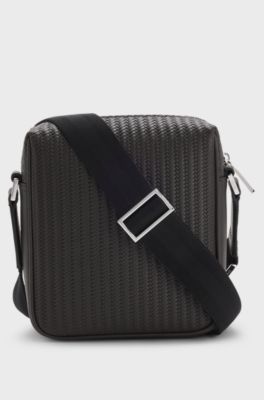 Reporter bag con motivo goffrato, Marrone scuro