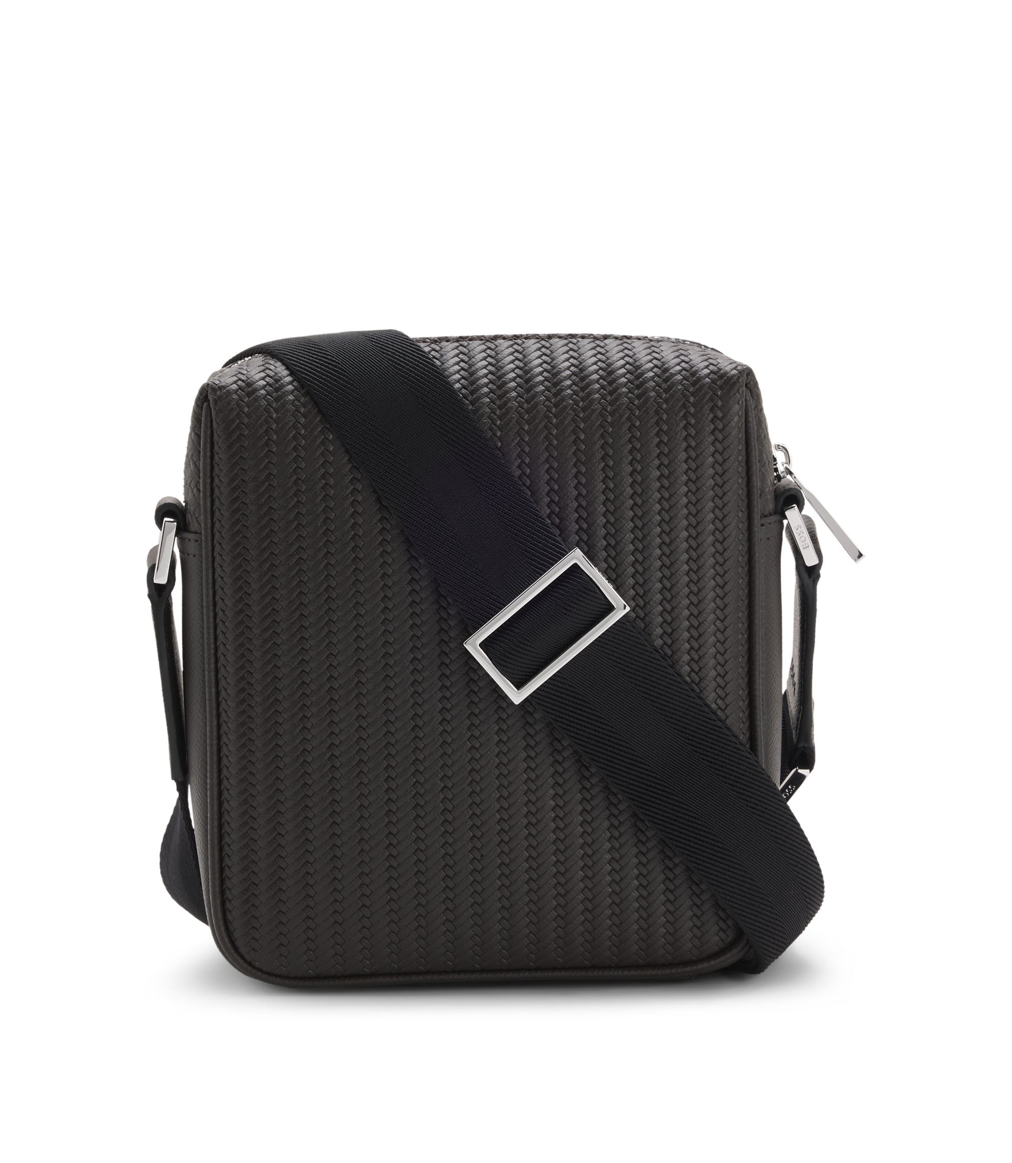 BOSS - Reporter bag with embossed pattern - Dark Brown