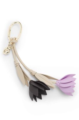 Nappa-leather flower key ring with Double B monogram, Multicoloured