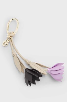 Nappa-leather flower key ring with Double B monogram, Multicoloured