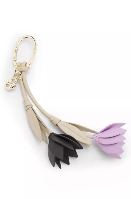 Nappa-leather flower key ring with Double B monogram