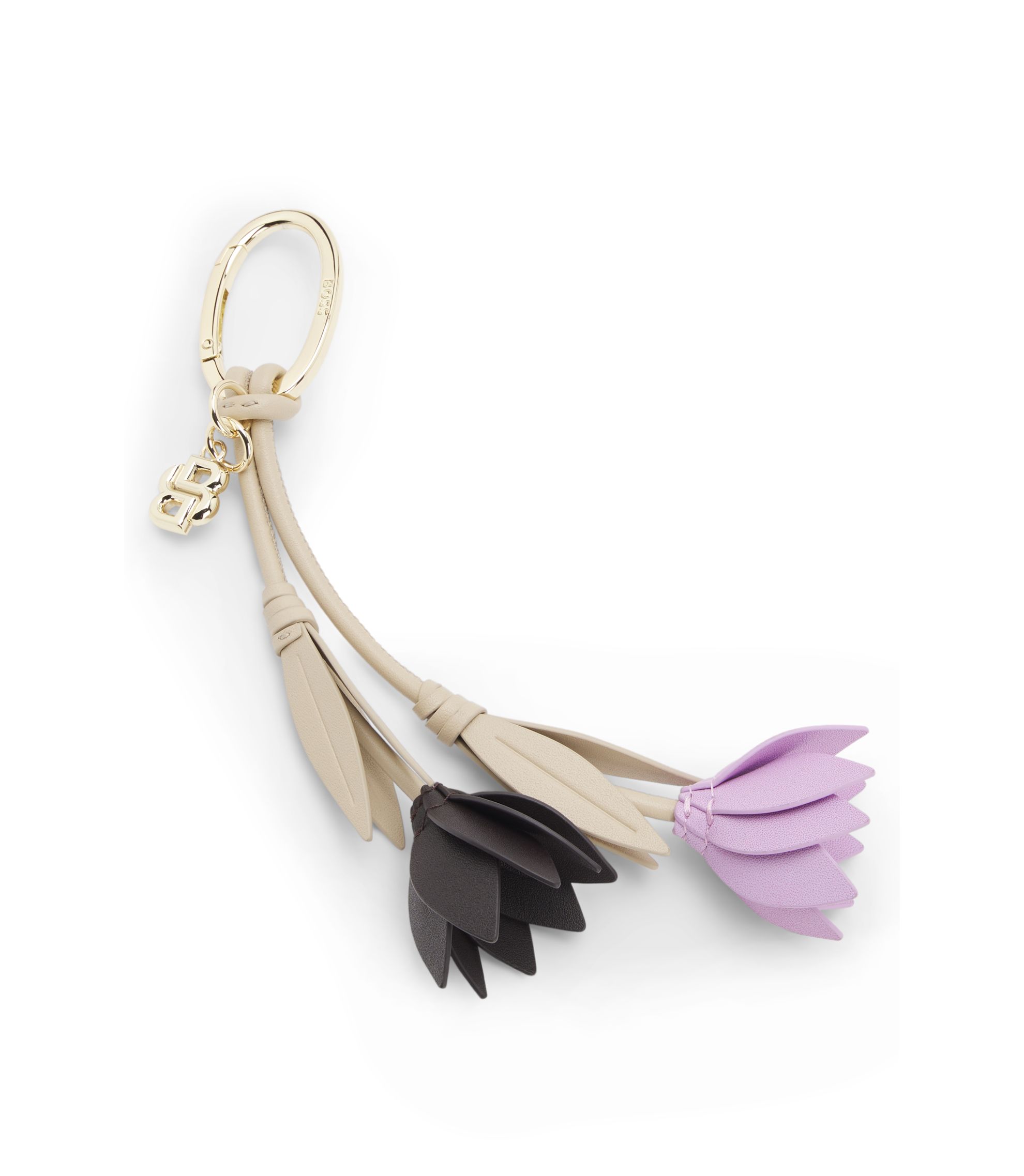 Schlüsselanhänger aus Nappaleder in Blumenform mit Double-B-Monogramm