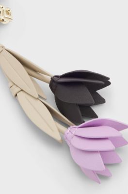 Nappa-leather flower key ring with Double B monogram, Multicoloured