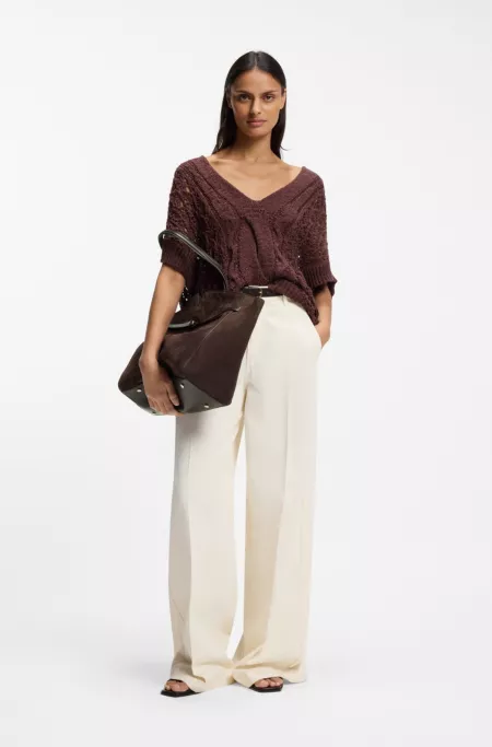 BOSS REVERS tote bag in suede with belt detail