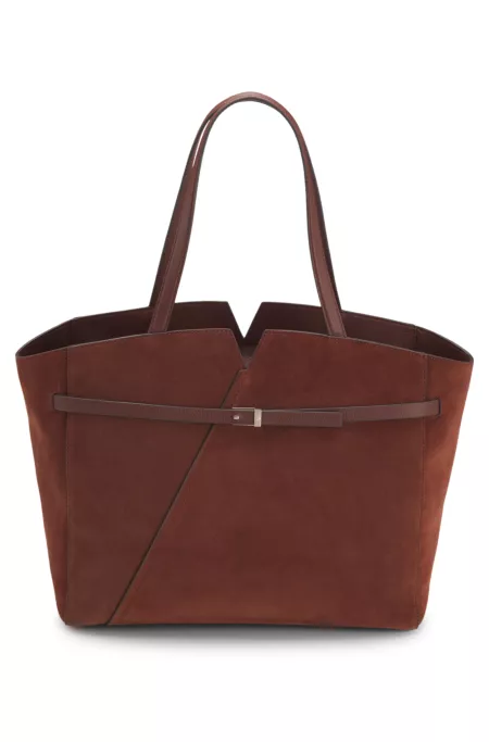 BOSS REVERS tote bag in suede with belt detail