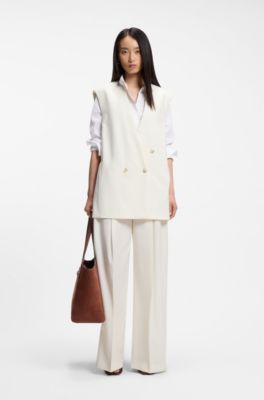 BOSS Revers tote bag in suede with belt detail, Brown