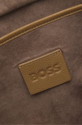 BOSS Revers tote bag in suede with belt detail, Beige