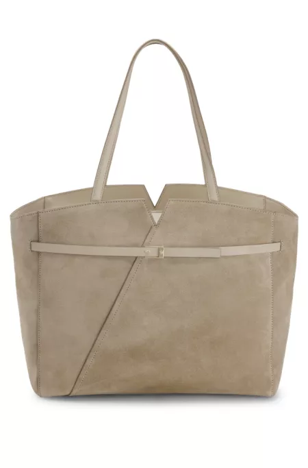 BOSS REVERS tote bag in suede with belt detail
