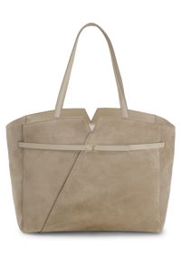 BOSS REVERS tote bag in suede with belt detail, Light Beige