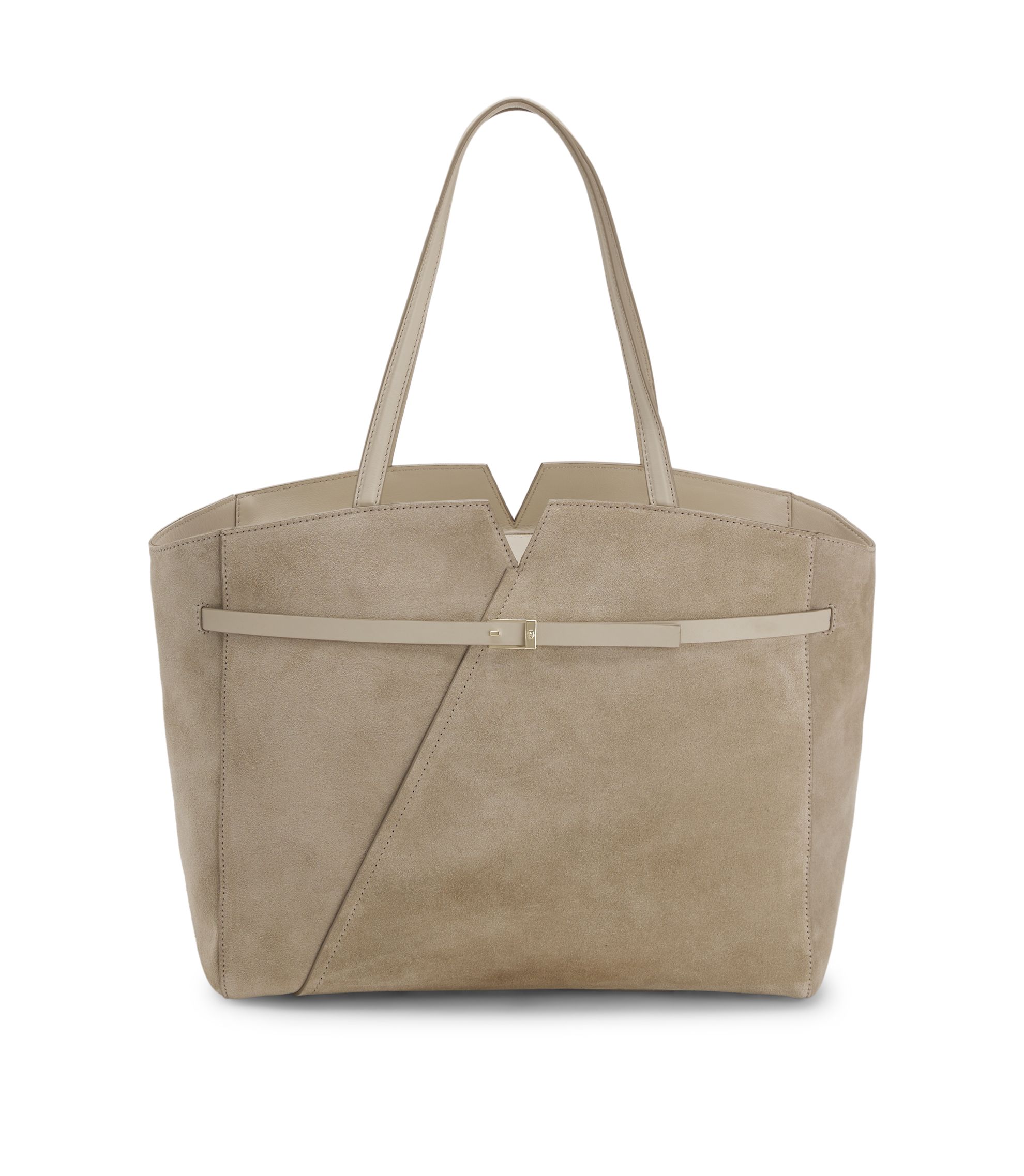 BOSS Revers Tote Bag aus Veloursleder mit Gürtel-Detail