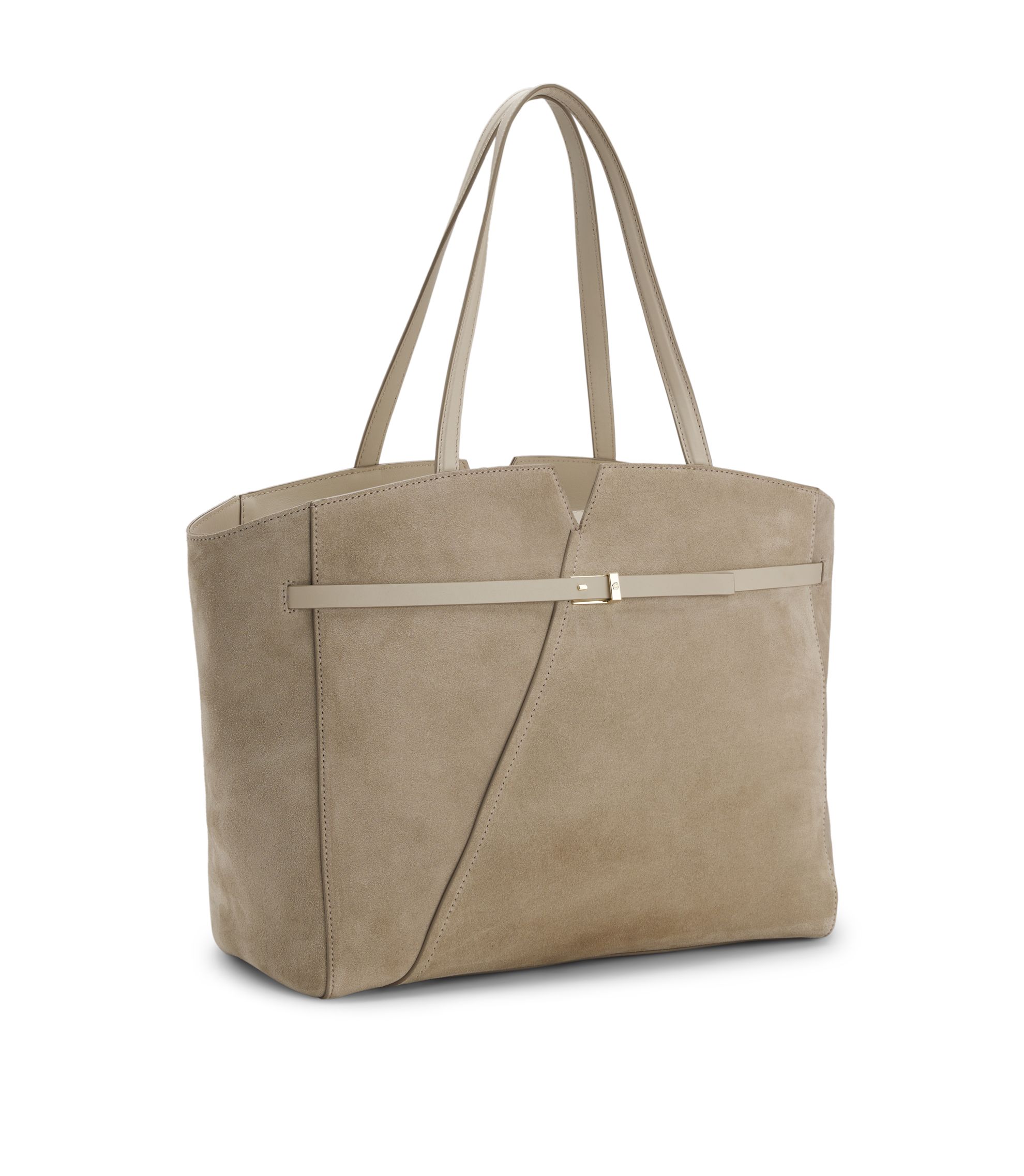 BOSS - BOSS Revers tote bag in suede with belt detail - Light Beige