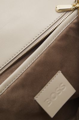 BOSS Revers tote bag in suede with belt detail, Light Beige