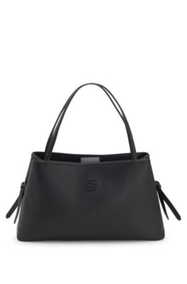 Grained faux-leather tote bag with Double B monogram