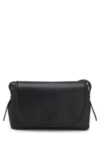Sac &agrave; bandouli&egrave;re en similicuir grain&eacute; avec monogramme Double&nbsp;B, Noir