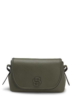 Grained faux-leather crossbody bag with Double B monogram