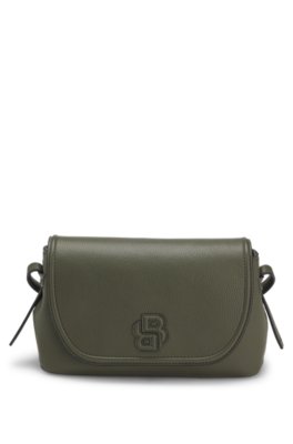 Grained faux-leather crossbody bag with Double B monogram