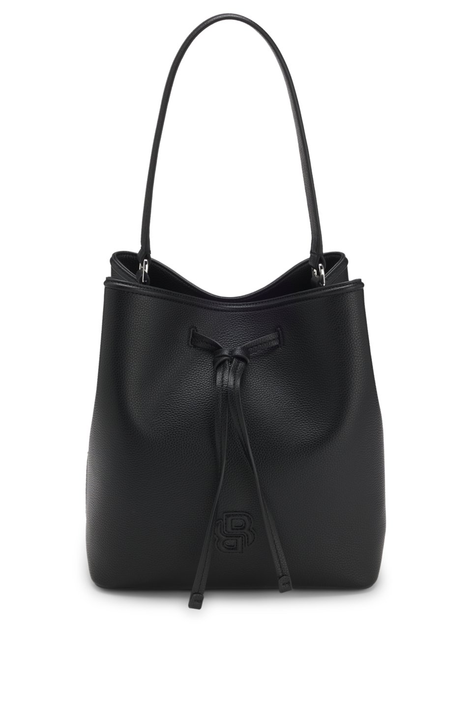 Grained faux-leather bucket bag with Double B monogram