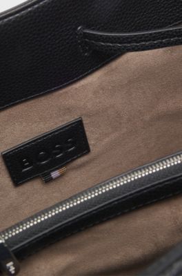 Borsa a secchiello in similpelle granulata con monogramma Double B, Nero