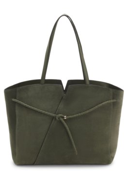 Revers tote bag in suede with braided belt