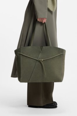 Revers tote bag in suede with braided belt 2