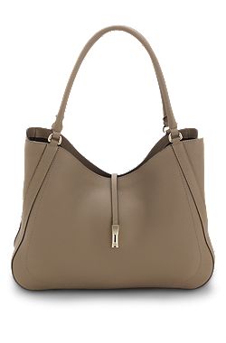 Leather tote bag with gold-tone hardware