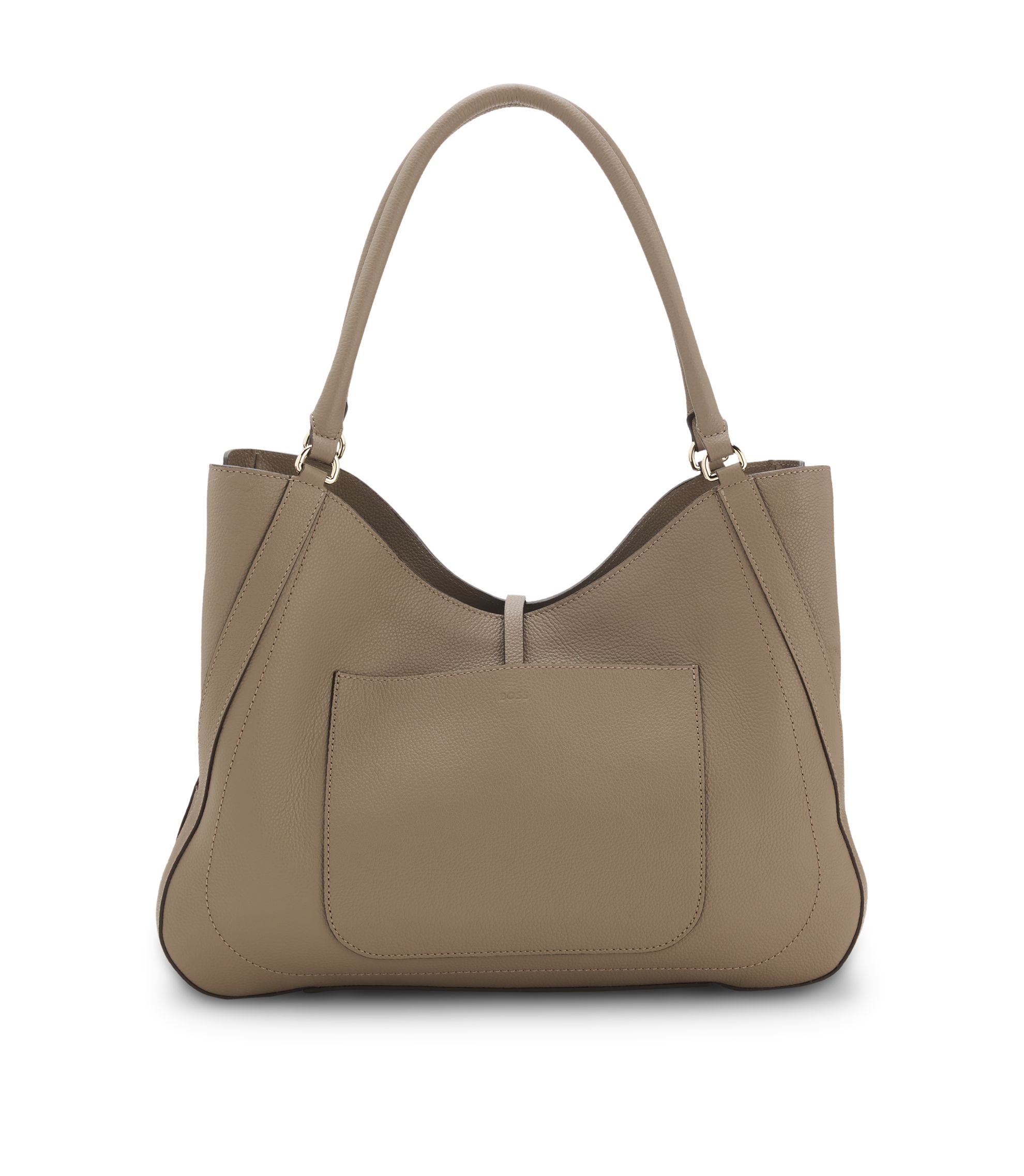 HUGO BOSS レザートートバッグ　ブラウン BOSS - Leather tote bag with gold-tone hardware - Brown