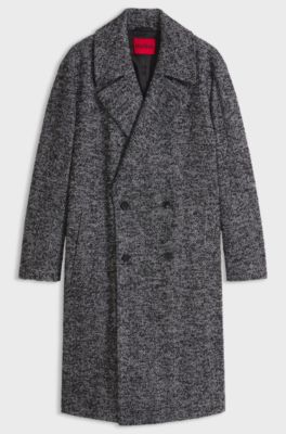Double-breasted coat in a virgin wool blend, Grey Patterned