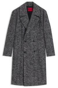 Double-breasted coat in a virgin wool blend, Grey Patterned