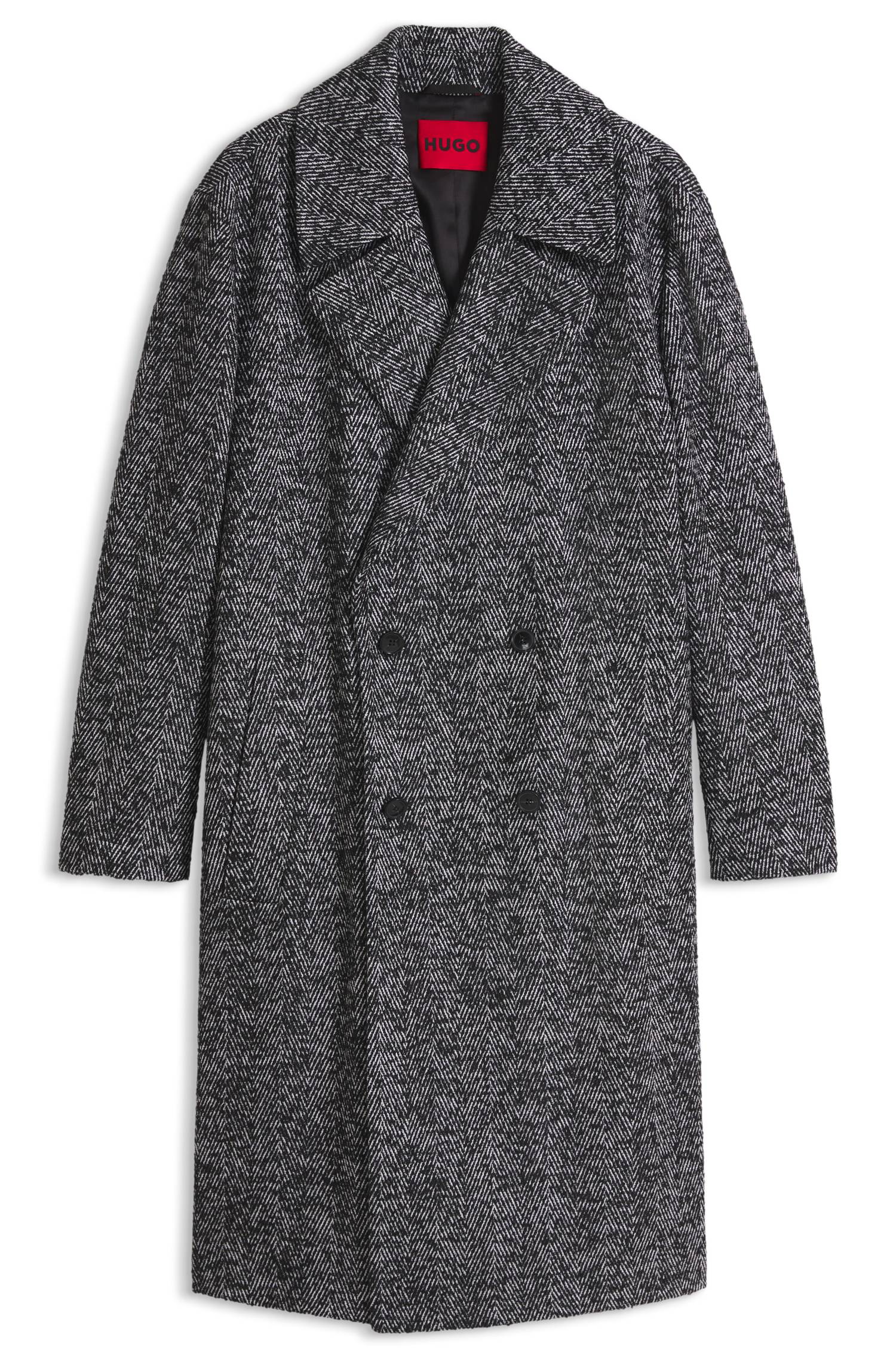 Hugo Double-breasted coat in a virgin wool blend kappor & rockar herr – bild 4