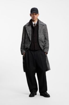 Cappotto doppiopetto in misto lana vergine, Grigio a motivi