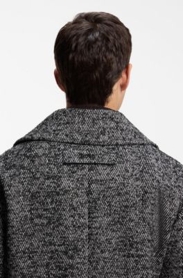 Cappotto doppiopetto in misto lana vergine, Grigio a motivi