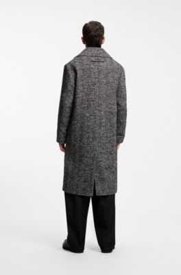 Cappotto doppiopetto in misto lana vergine, Grigio a motivi