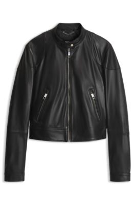 Regular-fit jacket in nappa leather, Black