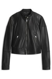 Regular-fit jacket in nappa leather, Black