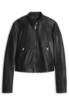Boss Regular-fit jacket in nappa leather skinnjackor herr – bild 4